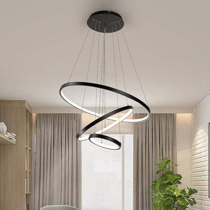 Lampa wisząca LED z trzema pierścieniami i pilotem do regulacji światła