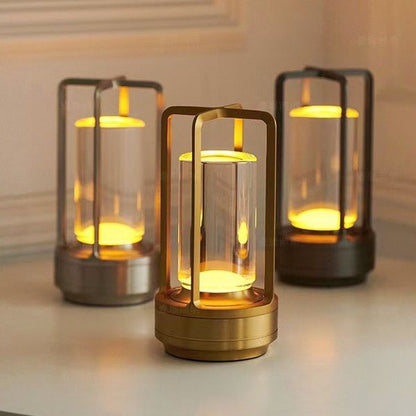 Lampa stołowa LED z kryształowym kloszem i regulacją jasności USB