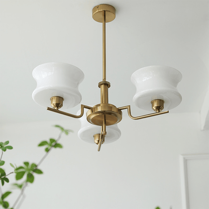 Żyrandol vintage LED E26/E27 złoty metalowo-szklany do salonu i jadalni
