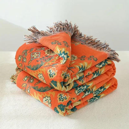 Floral cotton blanket
