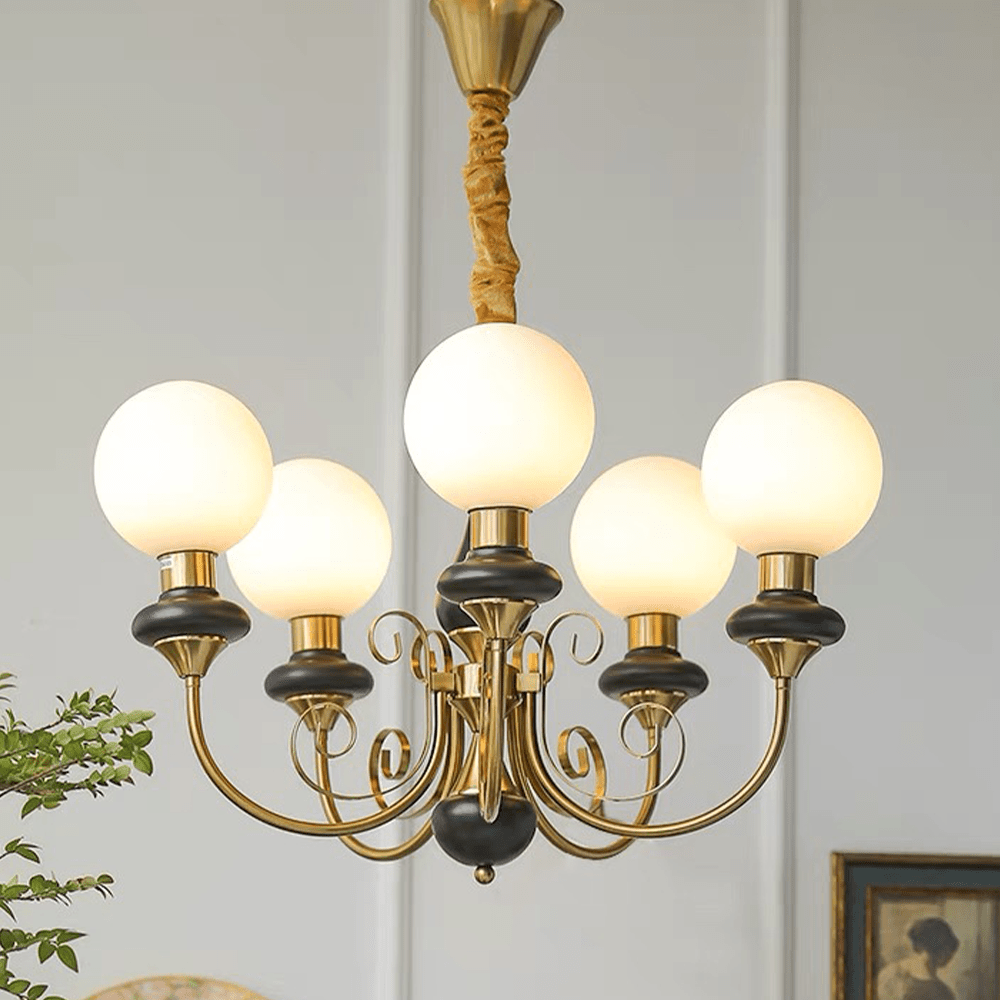 Żyrandol szklany E27 z regulowaną długością zawieszenia do salonu