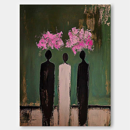 Abstract painting of three figures