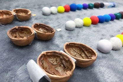 Miniaturowy Domek w Łupinie Orzecha z Oświetleniem LED i Ręcznie Wykonanymi Elementami
