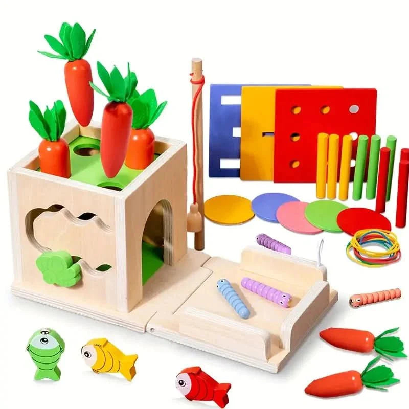 Zabawka Edukacyjna Drewniana 8w1 dla Niemowląt typu Montessori