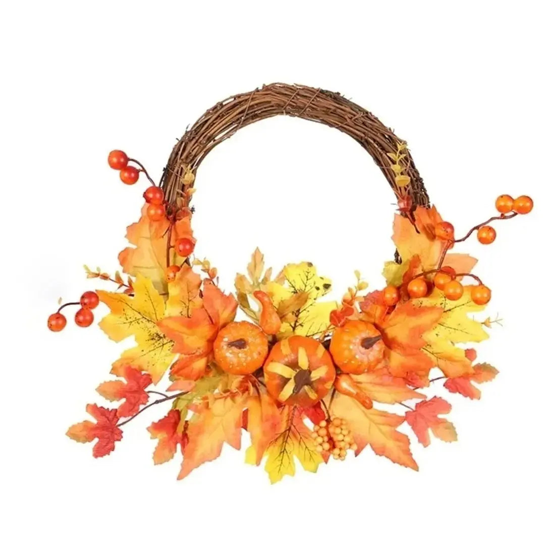 Autumn wreath with pumpkins