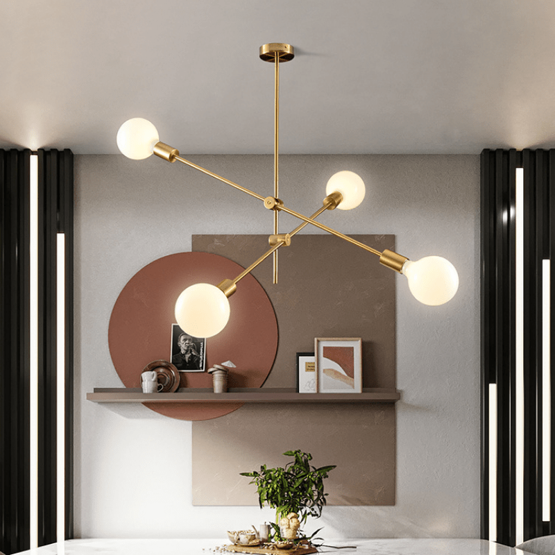 Żyrandol Sputnik E27 w stylu mid-century z metalu i aluminium do salonu i biura