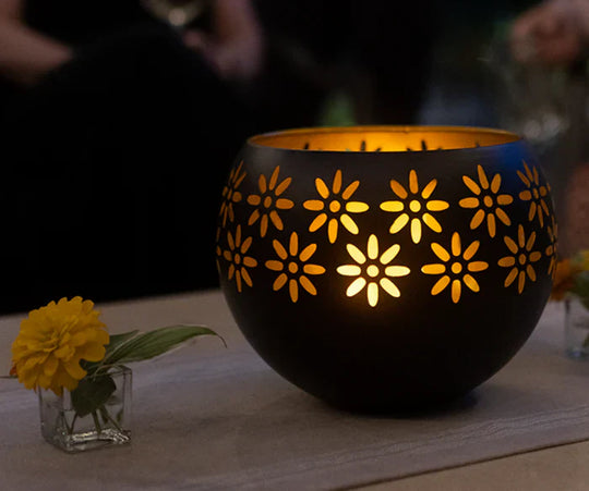 Świecznik Aromaterapeutyczny Ceramiczny z Motywem Kwiatowym i Ściemniaczem