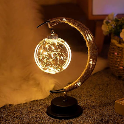 Lampa stołowa LED w kształcie księżyca z ciepłym światłem na baterie