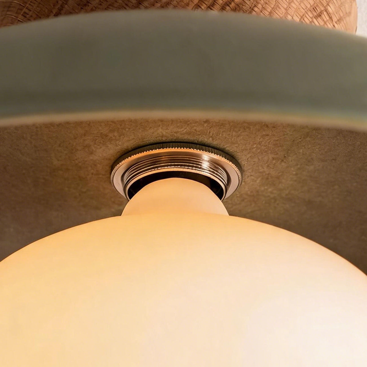 Dome ceiling light with wooden mount