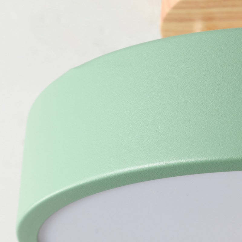 LED lampa sufitowa drewniana z funkcją ściemniania do pomieszczeń 8–12 m²