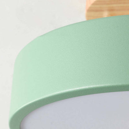 LED lampa sufitowa drewniana z funkcją ściemniania do pomieszczeń 8–12 m²