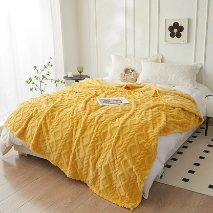 Flannel blanket with a wool-like texture
