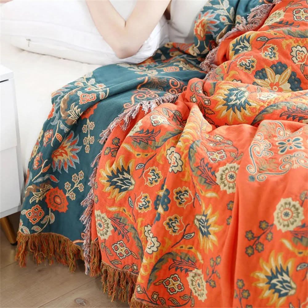 Floral cotton blanket