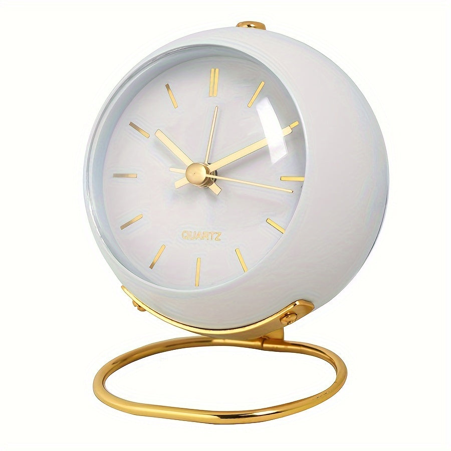 Analog alarm clock with a metal case