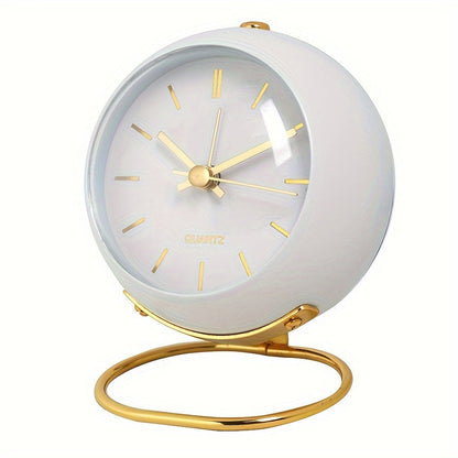 Analog alarm clock with a metal case