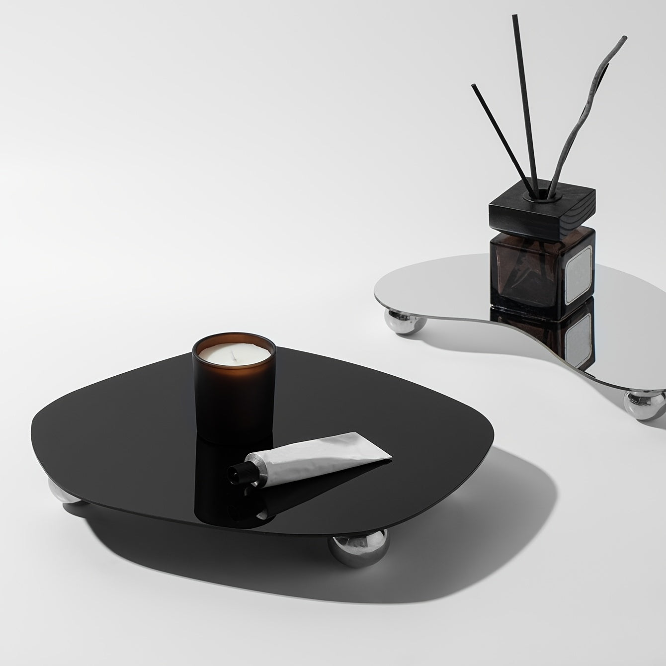 Czarna Taca Akrylowa do Dekoracji Świec i Dyfuzorów