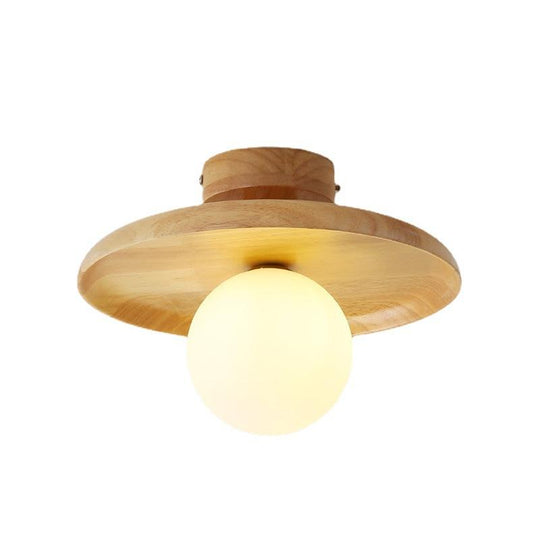 Plafon LED z oprawą E27 z drewna i metalu do wnętrz