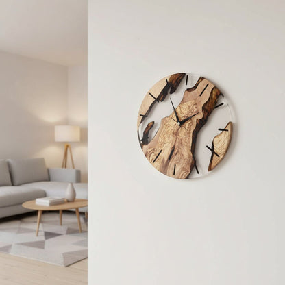 Drewniany Zegar Ścienny 30 × 30 cm z Mechanizmem Kwarcowym w Stylu Skandynawskim