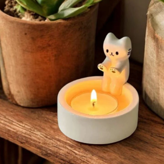 Świecznik w Kształcie Kota – Dekoracyjny Uchwyt na Świecę do Wnętrz