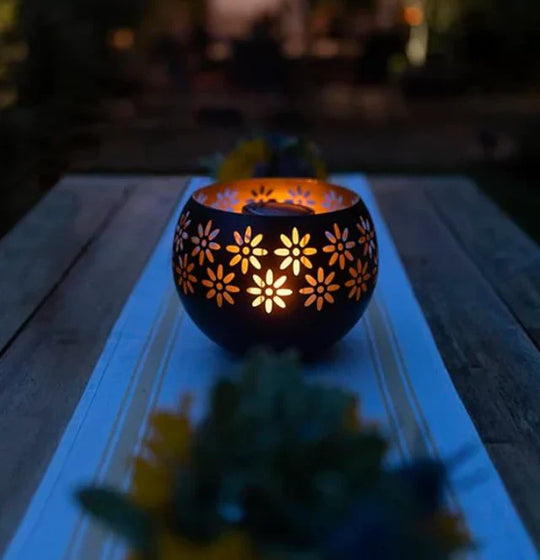 Świecznik Aromaterapeutyczny Ceramiczny z Motywem Kwiatowym i Ściemniaczem