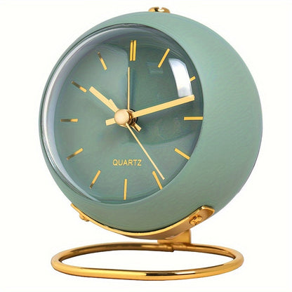 Analog alarm clock with a metal case