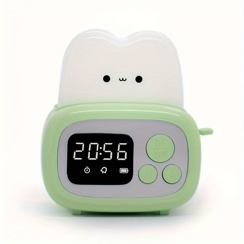 Digital alarm clock with timer and rechargeable battery