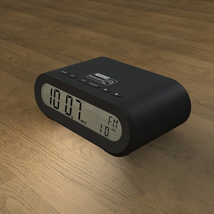 Digital alarm clock with FM radio