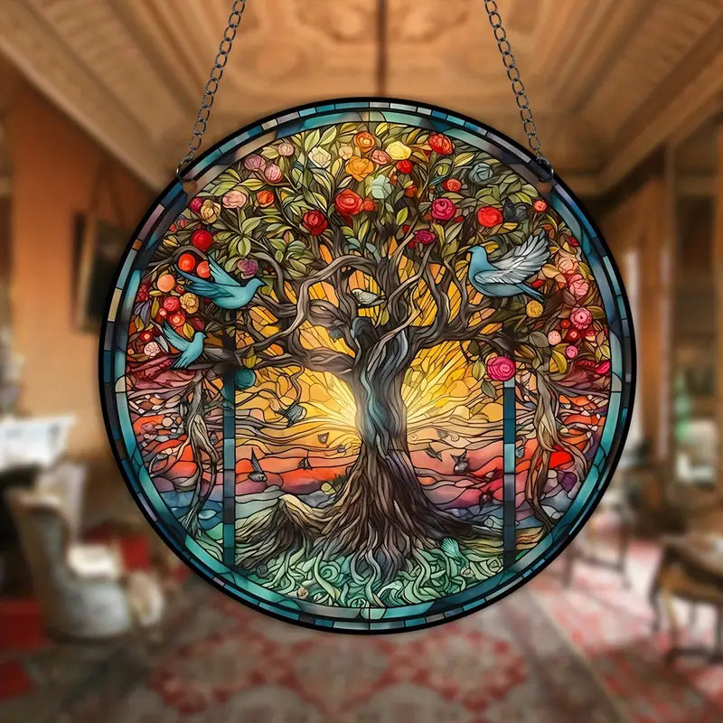 Stained-glass Tree of Life ornament