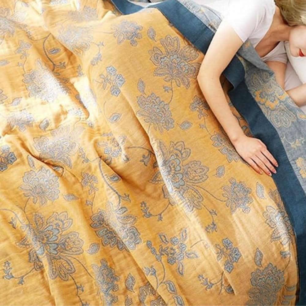 Koc jacquard z motywem kwiatowym