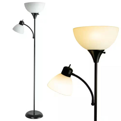 Floor lamp with a milky glass shade