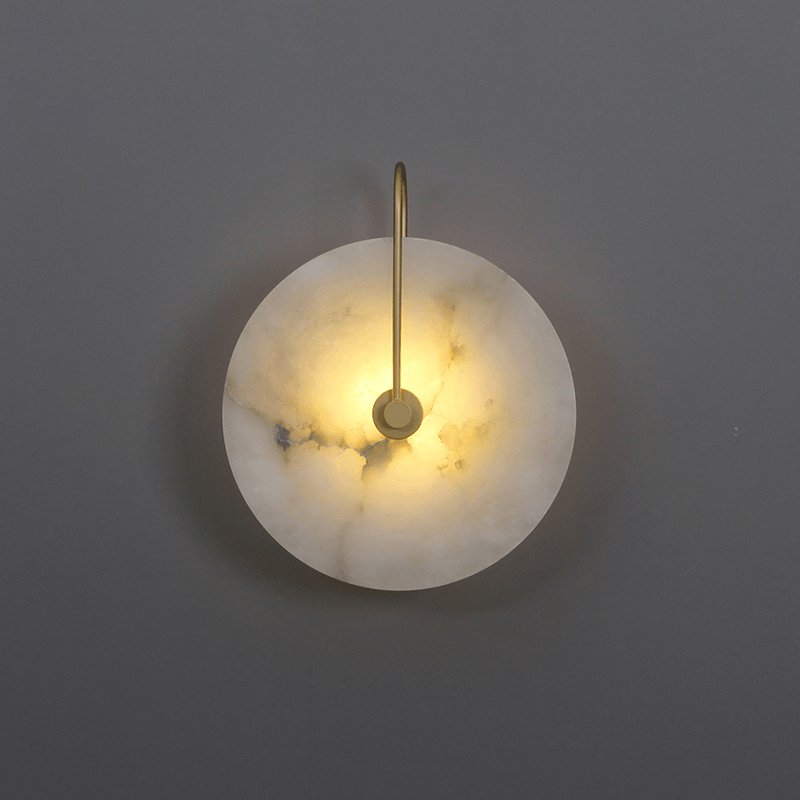 Alabaster wall light with a round shade