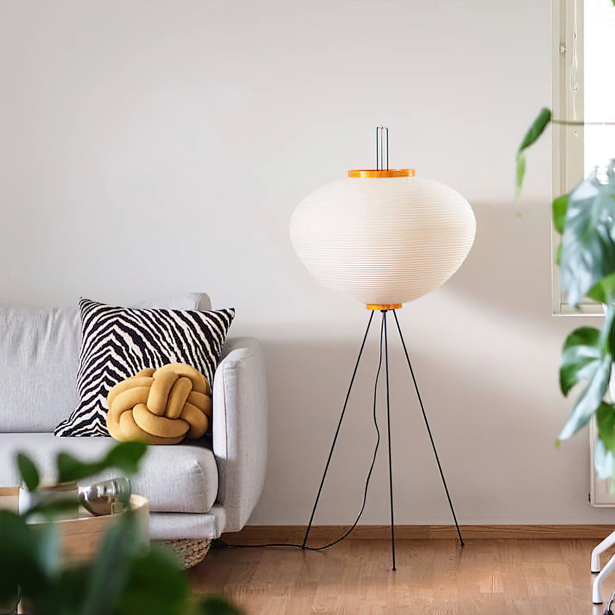 Lampa podłogowa papier ryżowy E27 stojąca metalowa do salonu i sypialni