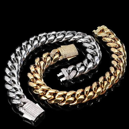 Bransoletka Cuban Link ze Srebra Próby 925 z Powłoką 18K Złota 8 mm