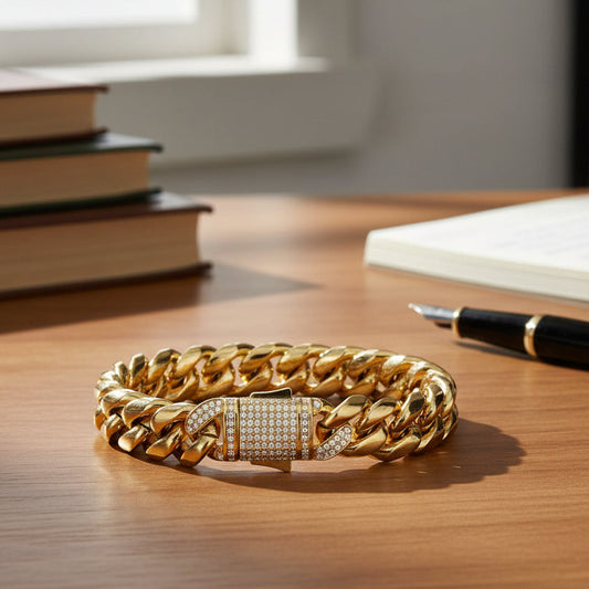 Bransoletka Cuban Link ze Srebra Próby 925 z Powłoką 18K Złota 8 mm