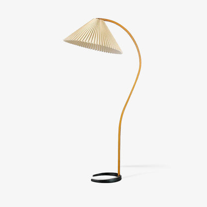 Lampa podłogowa z drewnem bukowym i metalową konstrukcją z gwintem E27