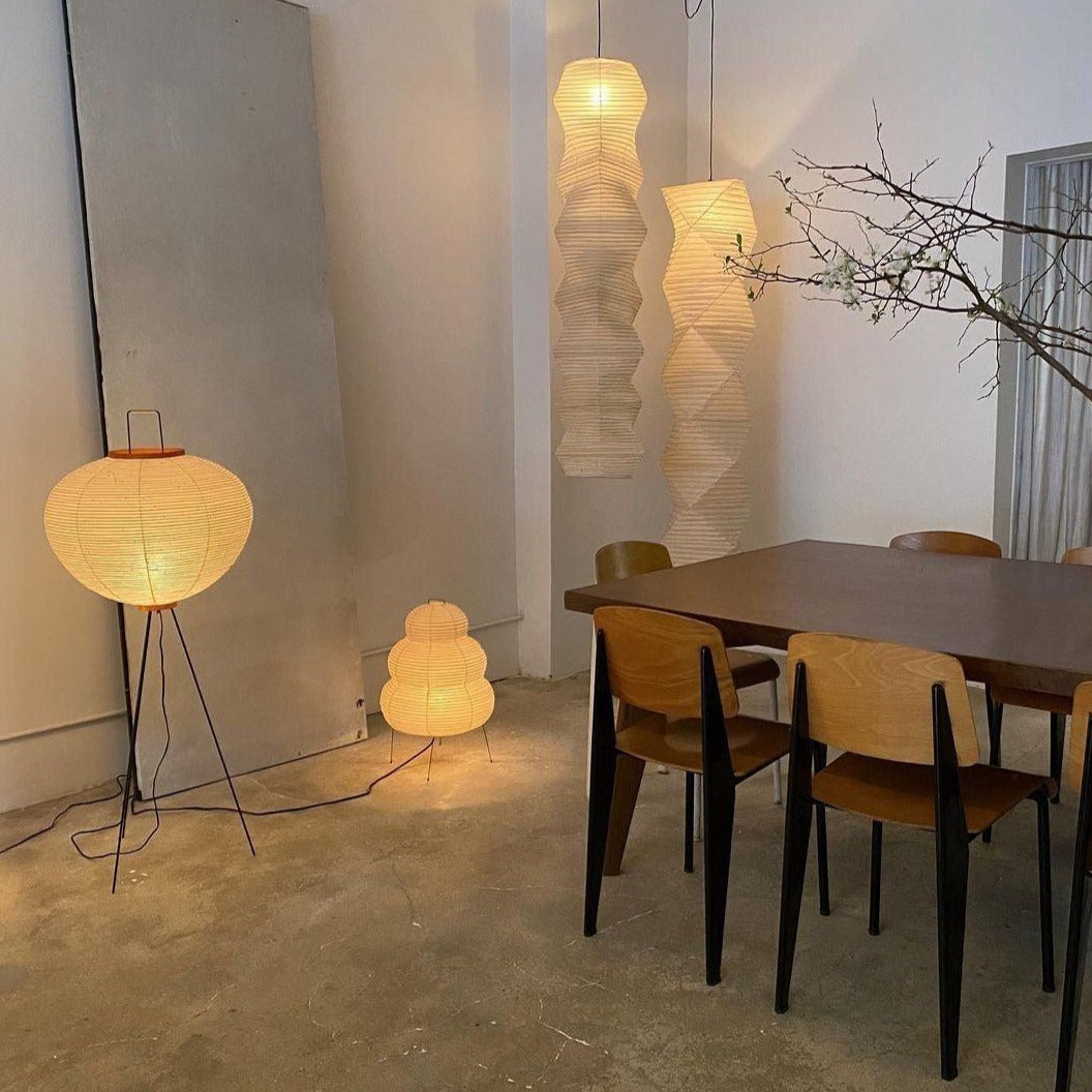 Lampa podłogowa papier ryżowy E27 stojąca metalowa do salonu i sypialni