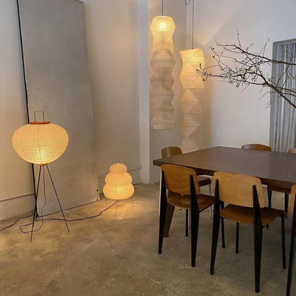 Lampa podłogowa papier ryżowy E27 stojąca metalowa do salonu i sypialni