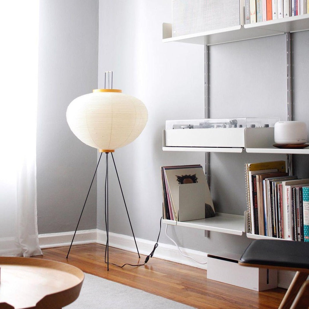 Lampa podłogowa papier ryżowy E27 stojąca metalowa do salonu i sypialni