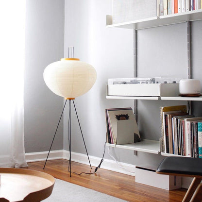 Lampa podłogowa papier ryżowy E27 stojąca metalowa do salonu i sypialni
