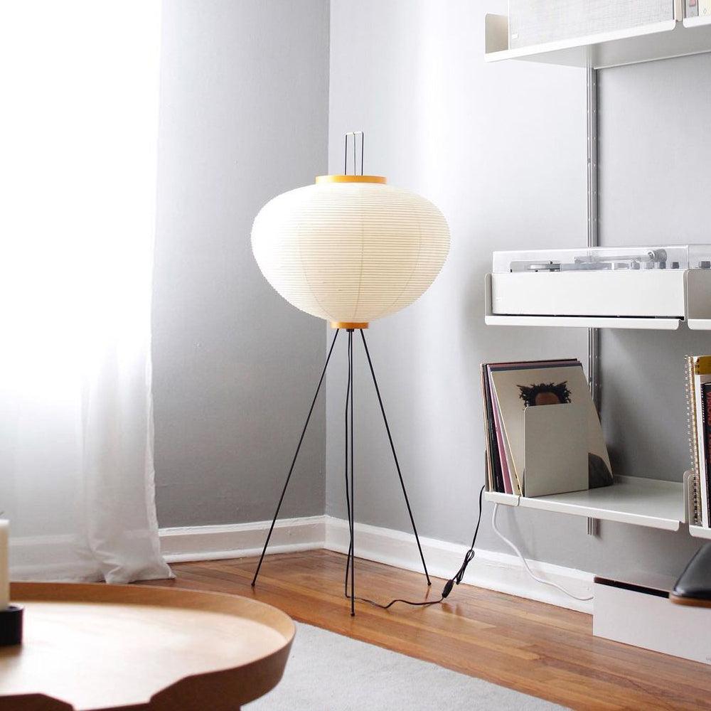 Lampa podłogowa papier ryżowy E27 stojąca metalowa do salonu i sypialni