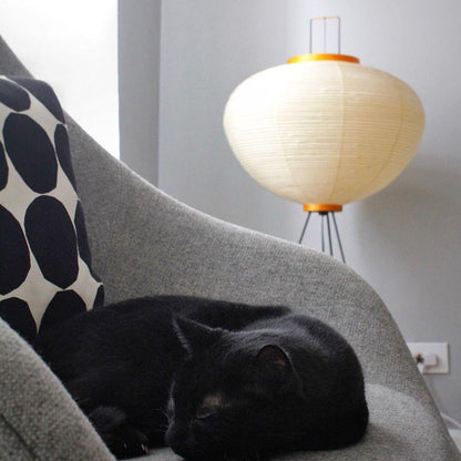 Lampa podłogowa papier ryżowy E27 stojąca metalowa do salonu i sypialni