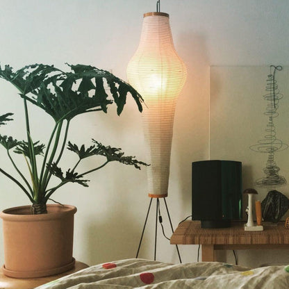 Lampa podłogowa papier ryżowy E27 stojąca metalowa do salonu i sypialni