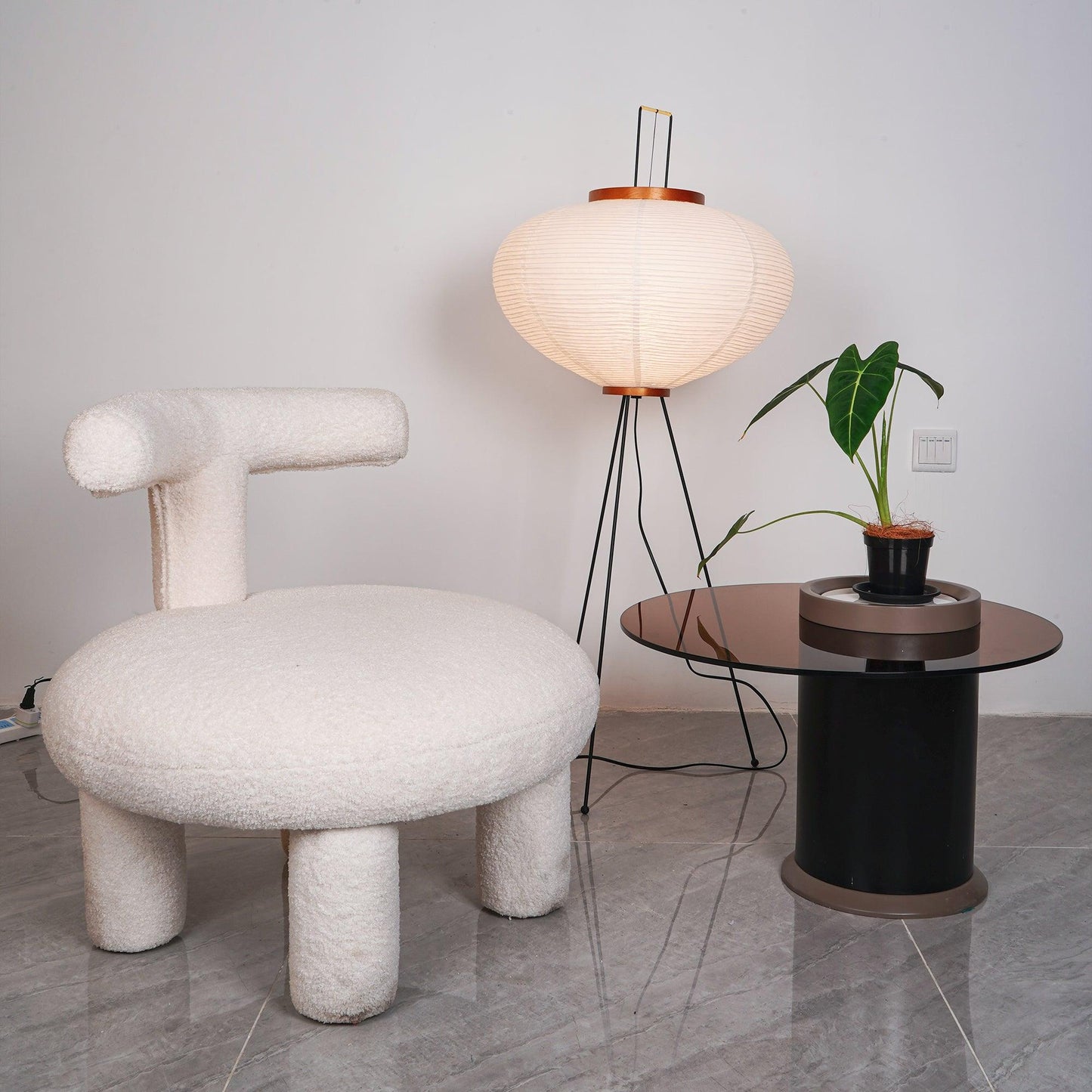 Lampa podłogowa papier ryżowy E27 stojąca metalowa do salonu i sypialni
