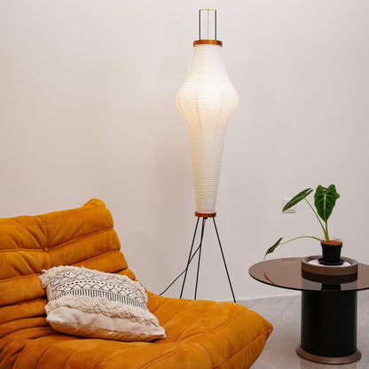 Lampa podłogowa papier ryżowy E27 stojąca metalowa do salonu i sypialni