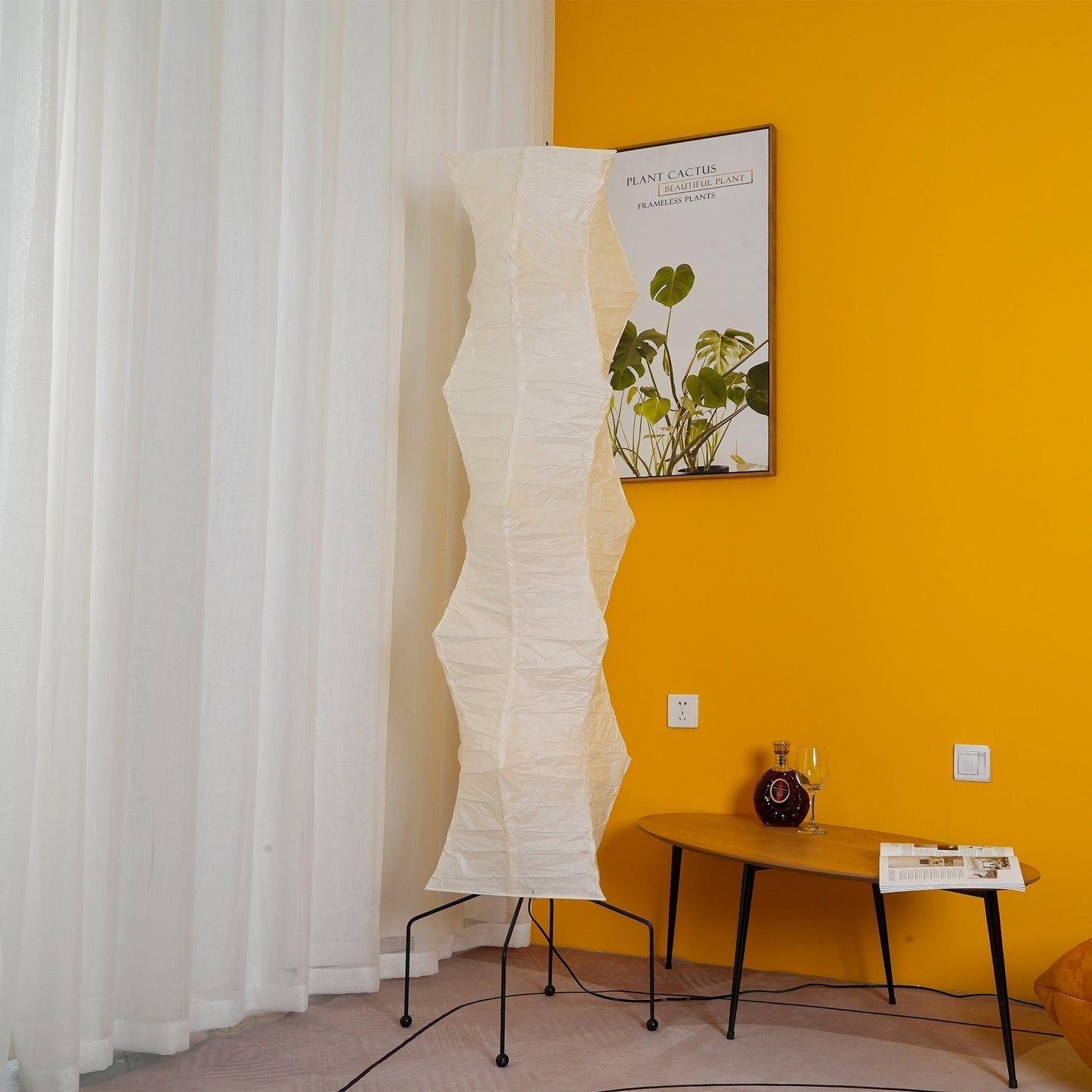 Lampa podłogowa papier ryżowy E27 stojąca metalowa do salonu i sypialni