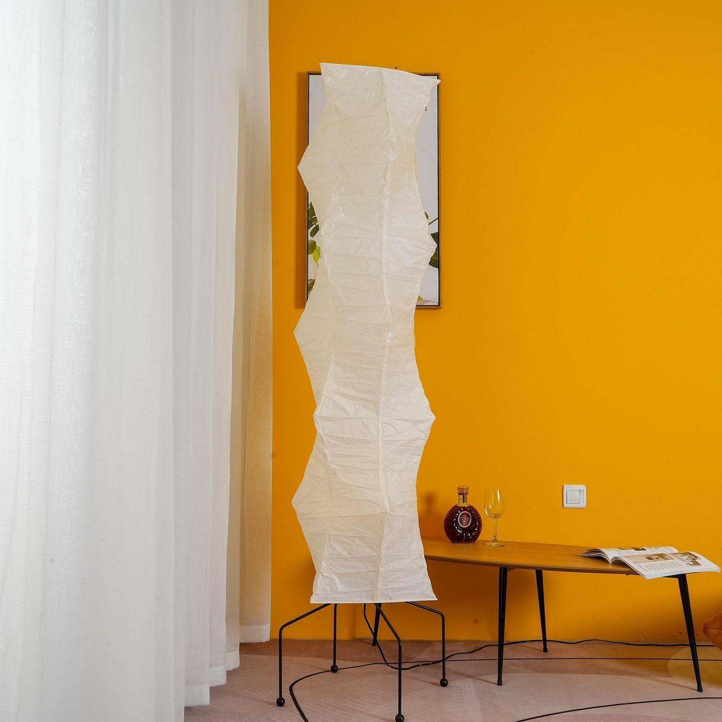 Lampa podłogowa papier ryżowy E27 stojąca metalowa do salonu i sypialni
