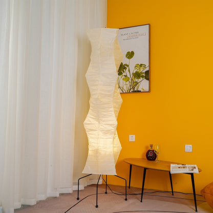 Lampa podłogowa papier ryżowy E27 stojąca metalowa do salonu i sypialni