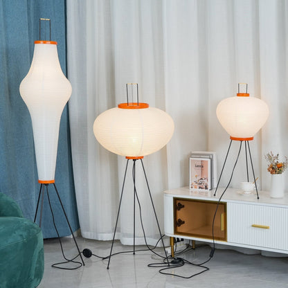 Lampa podłogowa papier ryżowy E27 stojąca metalowa do salonu i sypialni