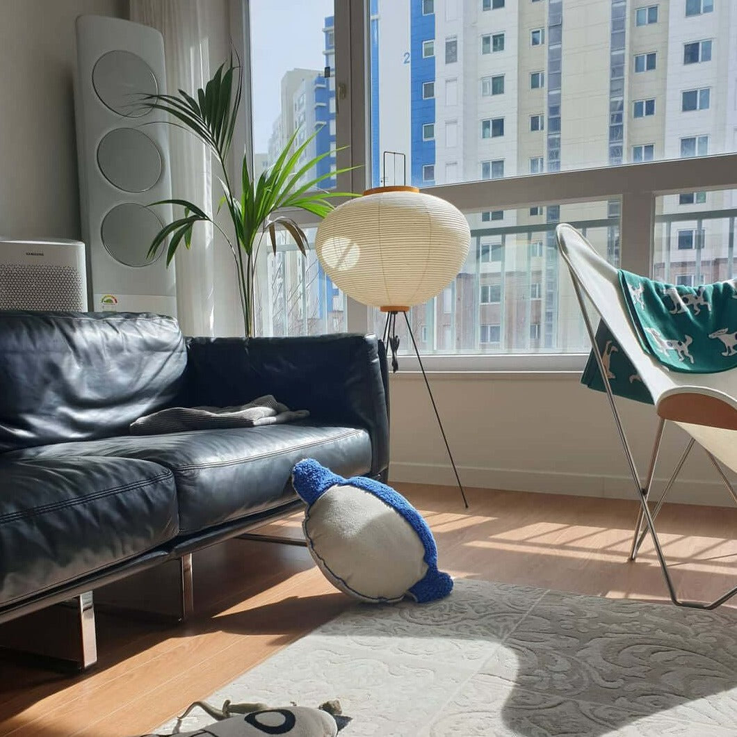 Lampa podłogowa papier ryżowy E27 stojąca metalowa do salonu i sypialni