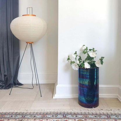 Lampa podłogowa papier ryżowy E27 stojąca metalowa do salonu i sypialni